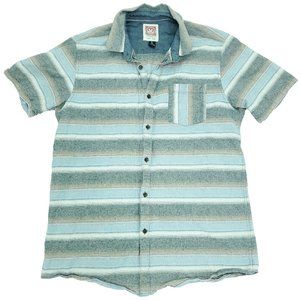 Micros Button Shirt Men Large Gray Plaid Pocket  Los Angeles Cotton Casual